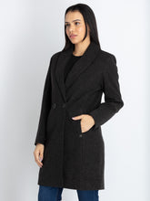 Womens Solid Collared Neck Long Coat